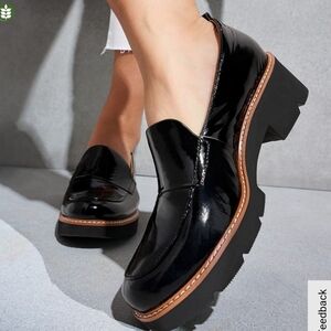 Naturalizer Black Patent Leather Chunky Loafers